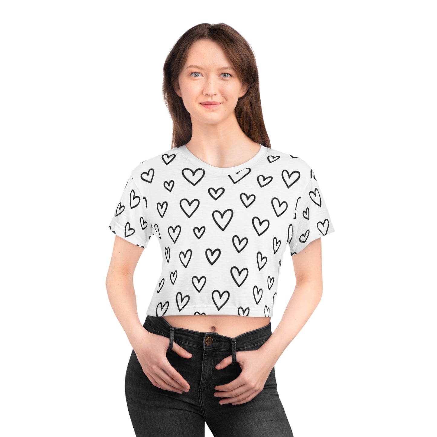 Doodle Hearts, Women's Crop Top