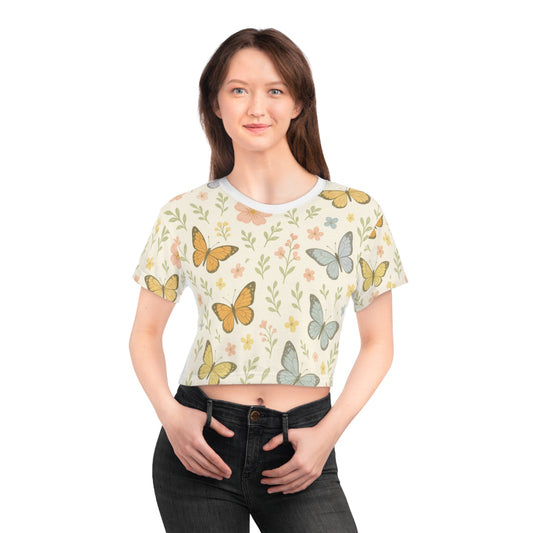 Butterfly Garden, Women's Crop Top
